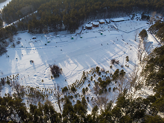 Image showing Aerial view of winter ski base