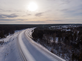 Image showing Aerial drone photo of railway