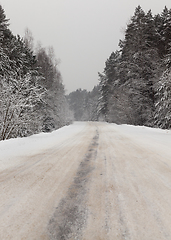 Image showing Winter road under the snow