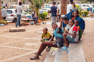 Image showing Teenager boys on the street, Ethiopia