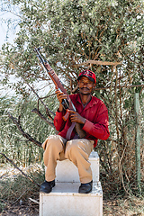 Image showing park scout with rifle in Simien Mountain, Ethiopia