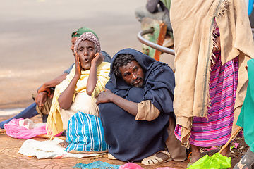 Image showing Begging people on the street at Easter