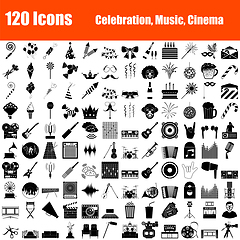 Image showing Set of 120 icons. Party, Music, Cinema.