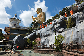 Image showing Buddhist monk statues going to Gold Buddha temple