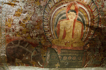 Image showing Ancient Buddha image in Dambulla Rock Temple caves, Sri Lanka