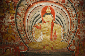 Image showing Ancient Buddha image in Dambulla Rock Temple caves, Sri Lanka