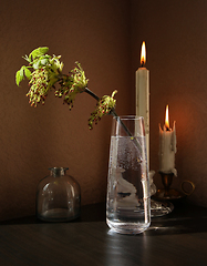 Image showing Spring twig and candles