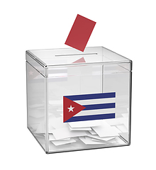 Image showing Transparent ballot box with the the national flag of Cuba