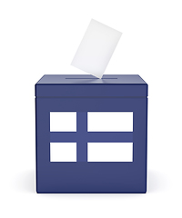 Image showing Blue ballot box with the flag of Finland