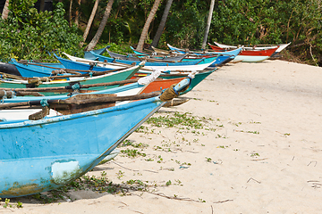 Image showing Fishing boats on beach