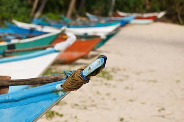 Image showing Fishing boats on beach