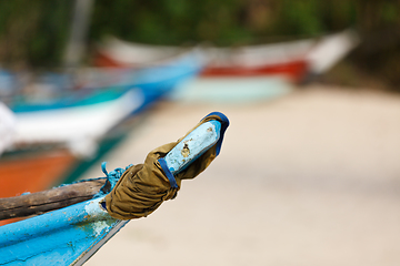 Image showing Fishing boats on beach