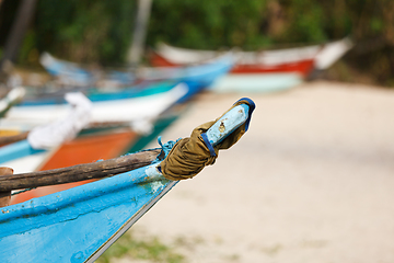 Image showing Fishing boats on beach