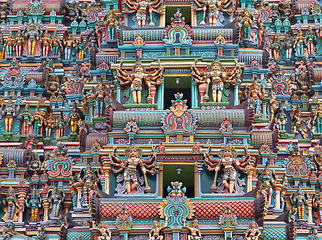 Image showing Sculptures on Hindu temple tower