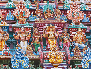 Image showing Sculptures on Hindu temple tower