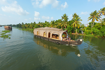 Image showing Houseboat on Kerala backwaters, India