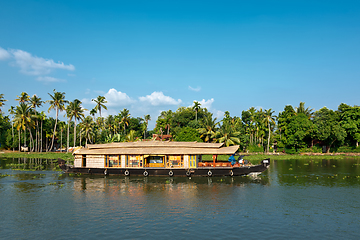 Image showing Houseboat on Kerala backwaters, India