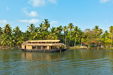 Image showing Houseboat on Kerala backwaters, India