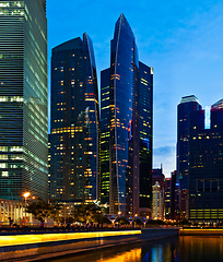 Image showing Singapore downtown in evening