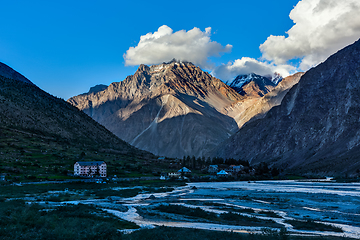 Image showing Lahaul valley in Himalayas on sunset