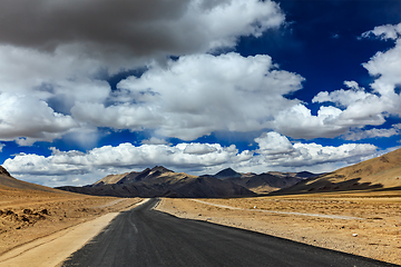 Image showing Road on plains in Himalayas with mountains