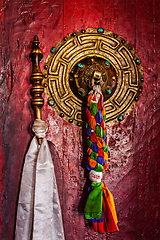 Image showing Door handle of Buddhist monastery