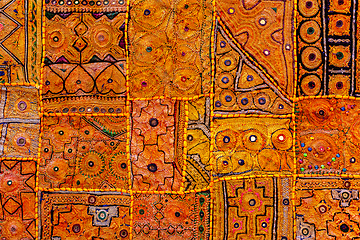 Image showing Colorful indian fabric textile. India