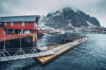 Image showing A village on Lofoten Islands, Norway