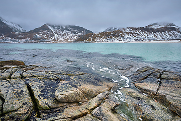 Image showing Rocky coast of fjord in Norway