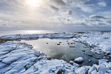 Image showing Sea sunset in winter