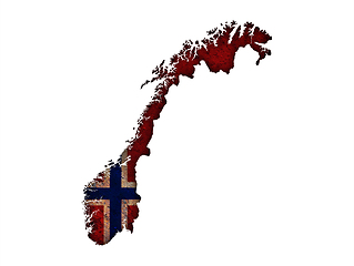 Image showing Map and flag of Norway on rusty metal