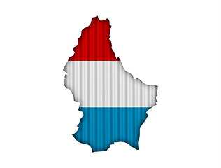 Image showing Map and flag of Luxembourg on corrugated iron