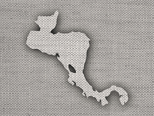 Image showing Map of Central America on old linen