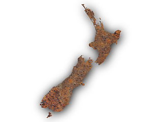 Image showing Map of New Zealand on rusty metal