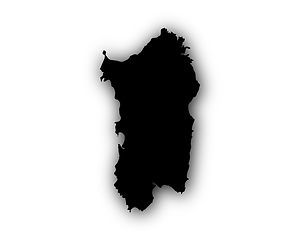 Image showing Map of Sardinia with shadow