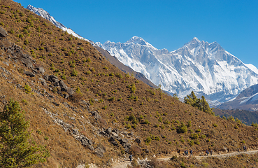 Image showing Everest, Lhotse and Ama Dablam summits. 