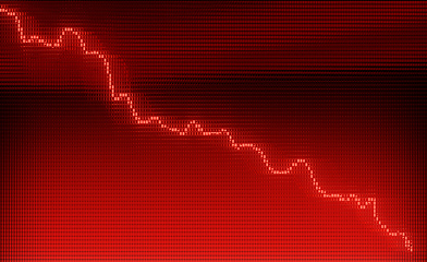 Image showing Red Graph moving down on chart as recession or financial crisis 