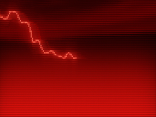 Image showing Red Graph moving down on chart as recession or financial crisis