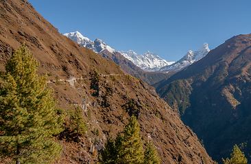 Image showing Everest, Lhotse and Ama Dablam summits. 