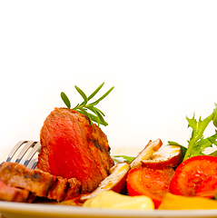 Image showing beef filet mignon grilled with vegetables