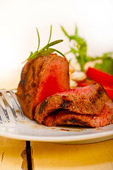 Image showing beef filet mignon grilled with vegetables