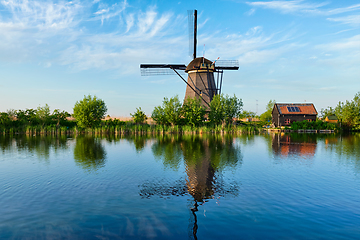 Image showing Windmills at Kinderdijk in Holland. Netherlands
