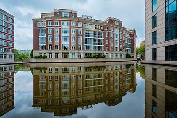 Image showing Modern apartment building house with reflection