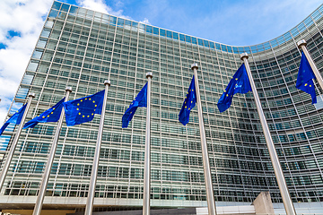 Image showing European flags  in Brussels