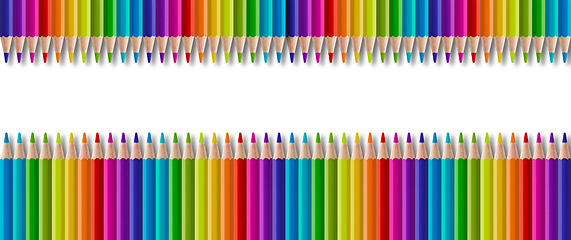 Image showing Set of color wooden pencil collection. Panoramic banner backgrou