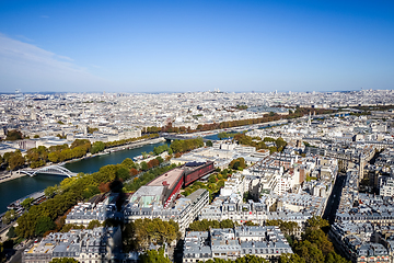 Image showing Aerial city view of Paris from Eiffel Tower, France