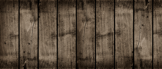 Image showing Old dark wood background texture banner