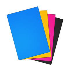 Image showing CMYK Blank A4 paper sheet set on white background