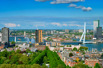 Image showing View of Rotterdam city and the Erasmus bridge