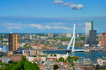 Image showing View of Rotterdam city and the Erasmus bridge